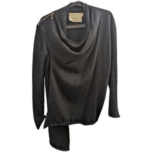 Workhall black asymmetrical zip shoulder cardigan size SMALL